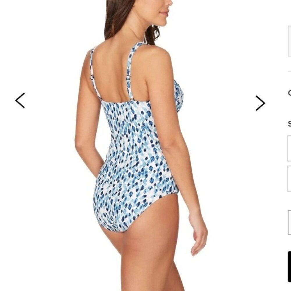 Nip Tuck Petal Plunge Joanne One Piece Swimsuit US 6 Sweetheart Neck Ruched Side